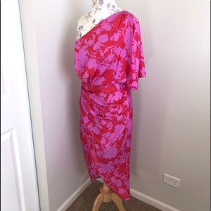 VICI DOLLS Red and Pink One Shoulder Drape Dress